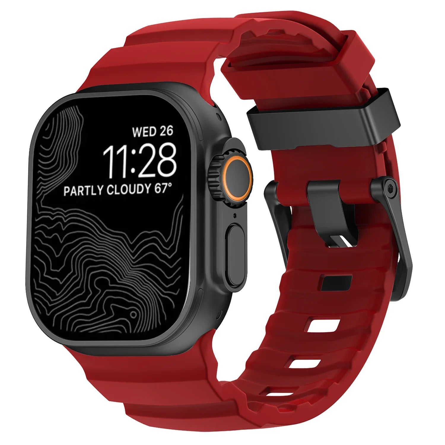 Vervangende band voor Apple Watch van dik rood silicone