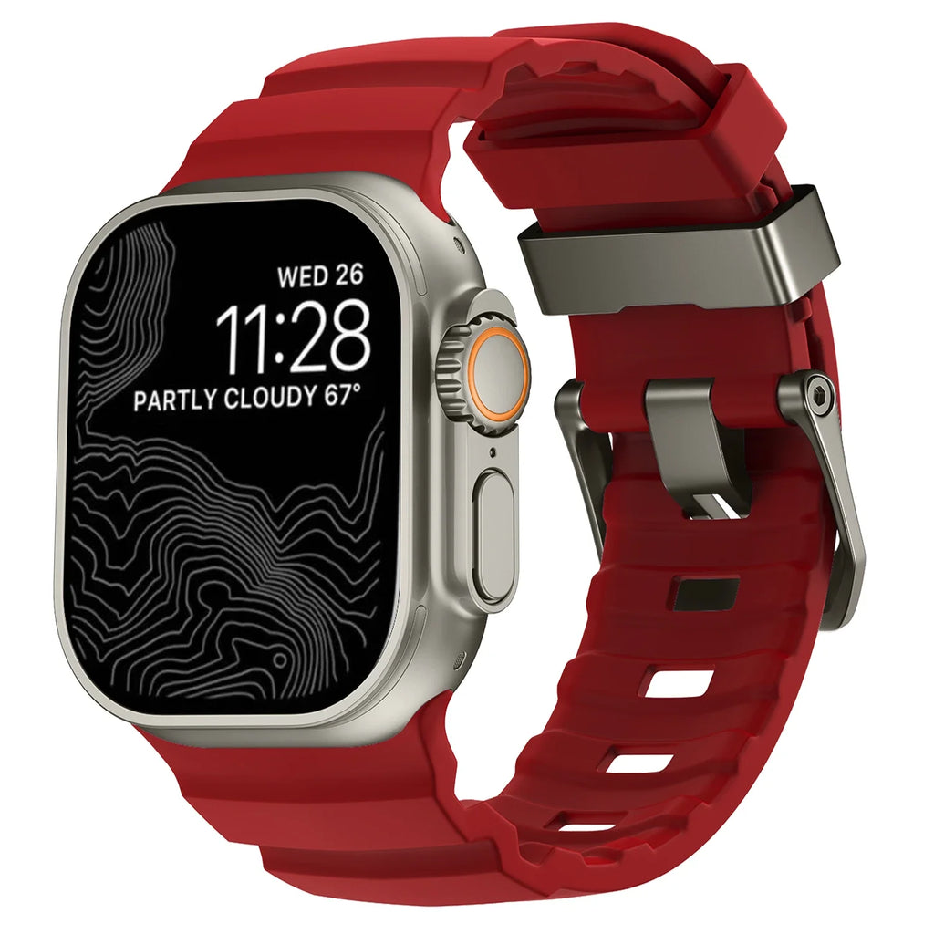 Vervangende band voor Apple Watch van dik rood silicone