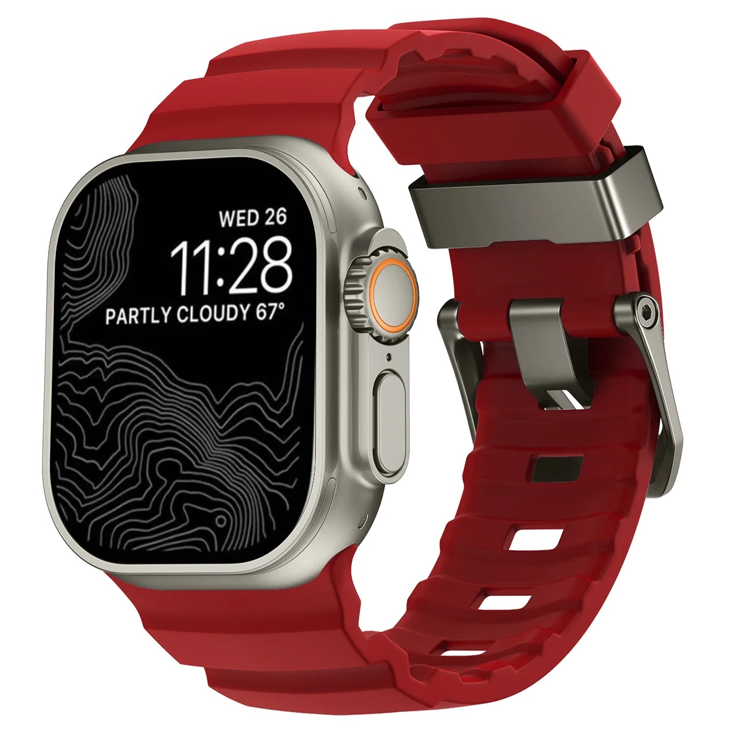 Vervangende band voor Apple Watch van dik rood silicone