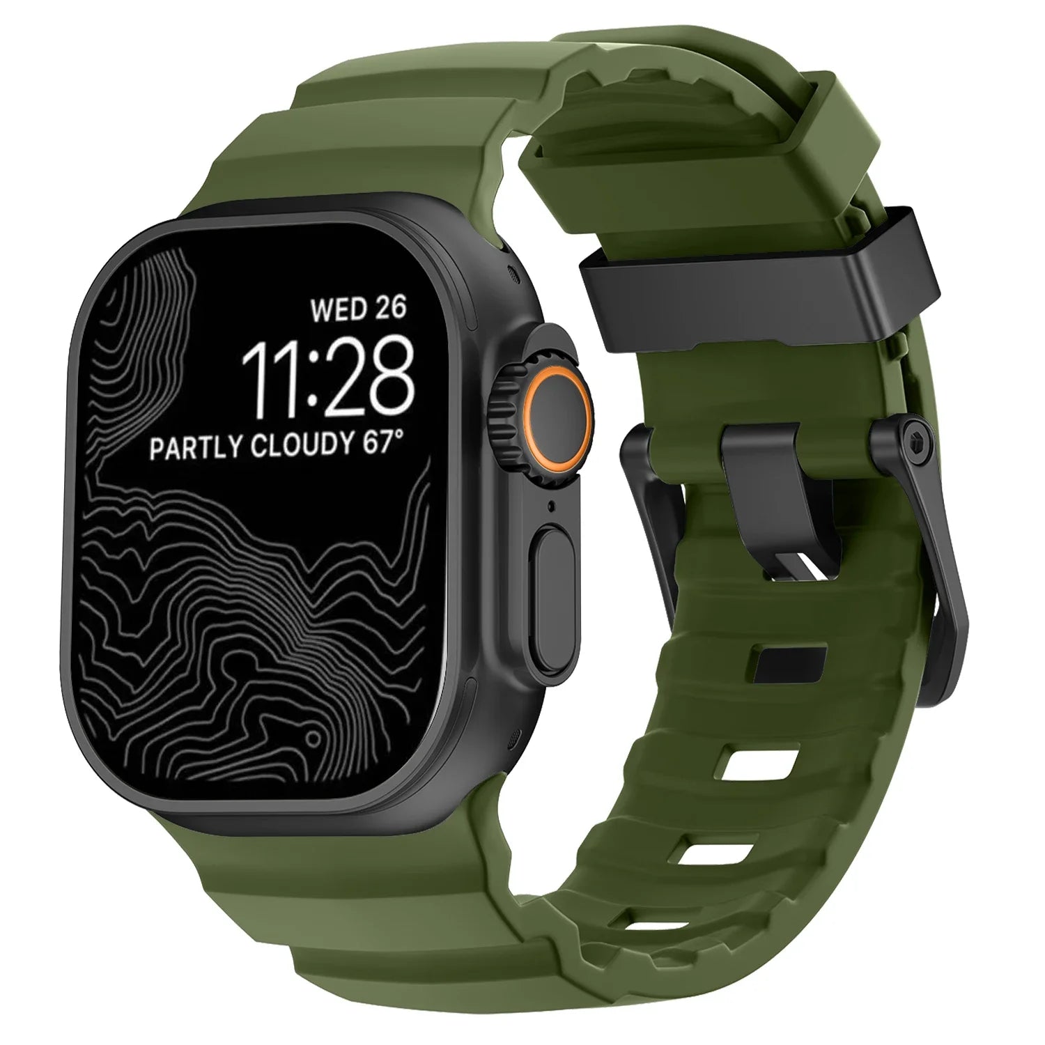 Vervangende band voor Apple Watch van dik groen silicone