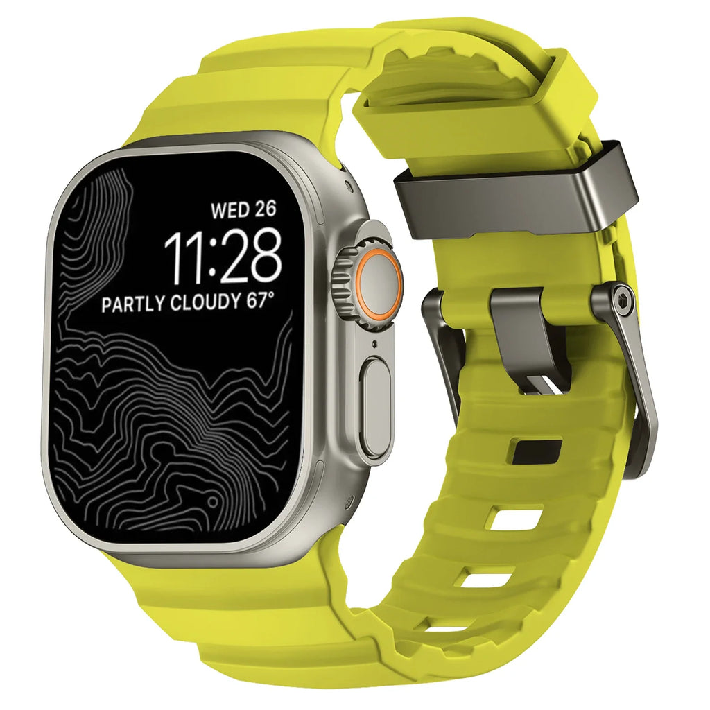 Vervangende band voor Apple Watch van dik groengeel silicone