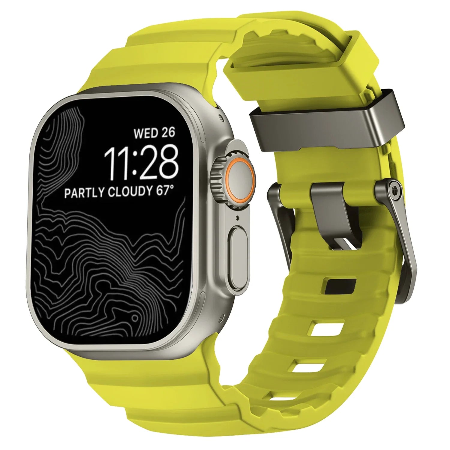 Vervangende band voor Apple Watch van dik groengeel silicone