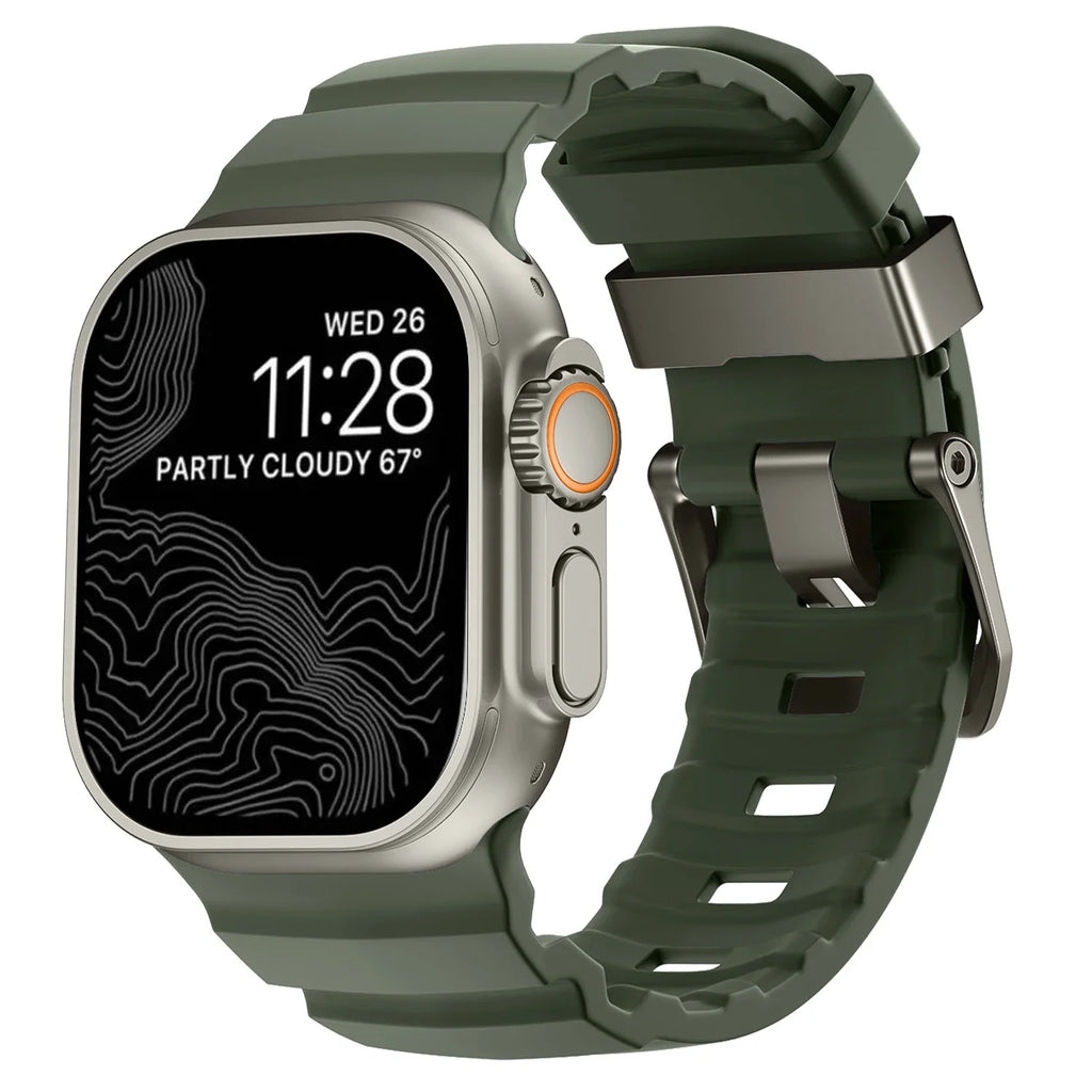Vervangende band voor Apple Watch van dik groen silicone