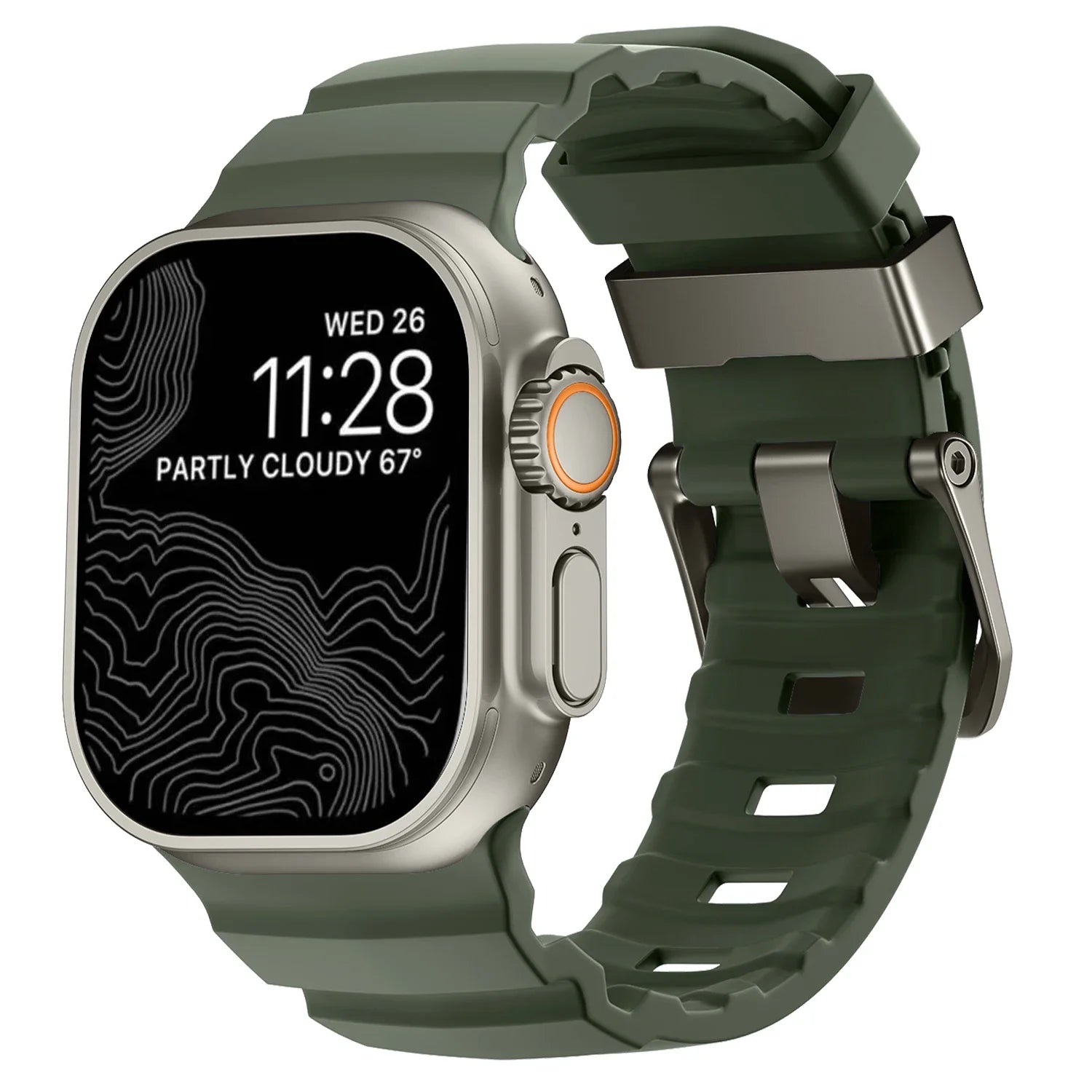 Vervangende band voor Apple Watch van dik groen silicone