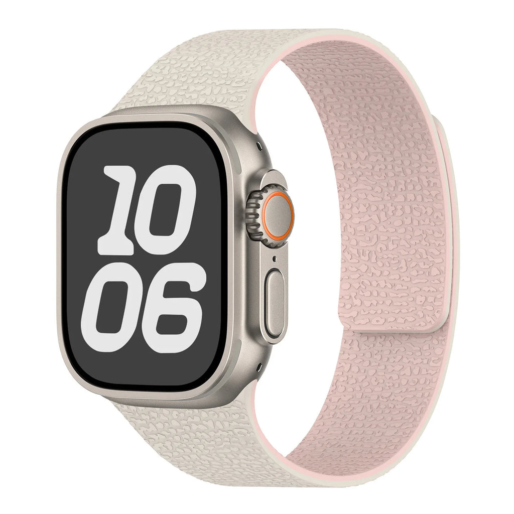 Vervangende band voor Apple Watch in magnetisch siliconen wit roze