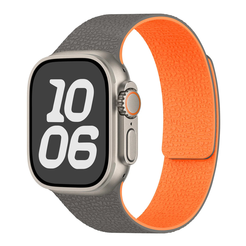 Vervangende band voor Apple Watch in magnetisch siliconen grijs oranje