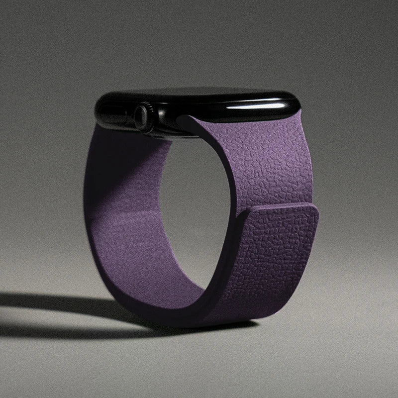 Vervangende band voor Apple Watch in magnetisch siliconen paars