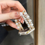 Vervangende band voor Apple Watch met strass en gouden kralen en parel