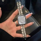 Vervangende band voor Apple Watch met strass en zilveren kralen
