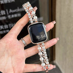 Vervangende band voor Apple Watch met strass en roségouden kralen