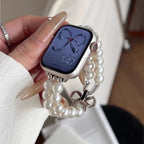 Vervangende band voor Apple Watch met strass en witte kralen