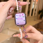 Vervangende band voor Apple Watch met strass en roze kralen