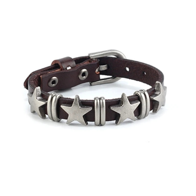 Bracelet de Style Vintage avec Etoiles marron