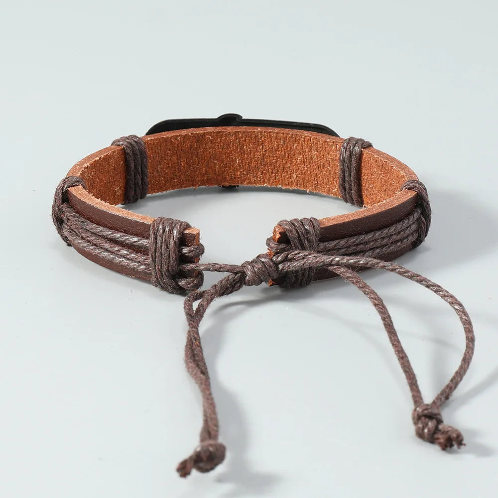 Leren Armband met Anker Motief 