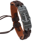 Leren Armband met Anker Motief 