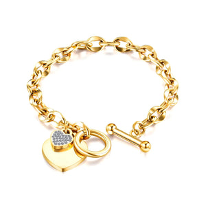 Bracelet Double Coeur Gourmette Femme or