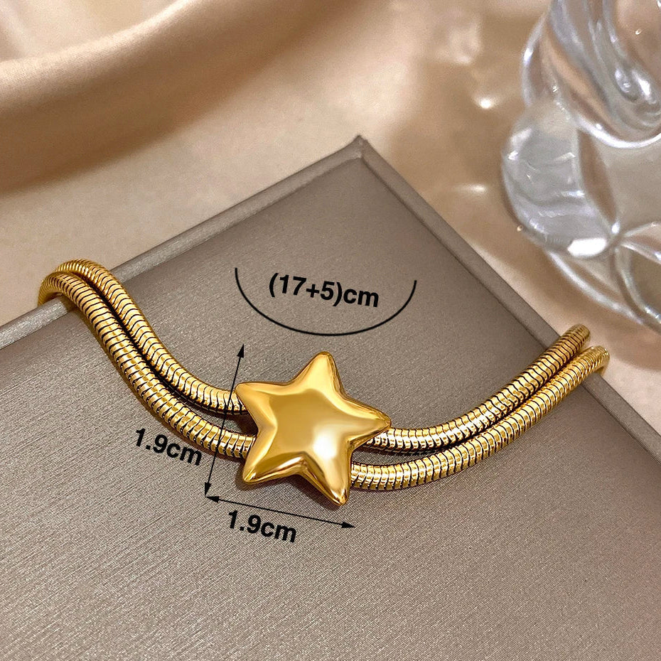 Armband met dubbele rij en bolle ster