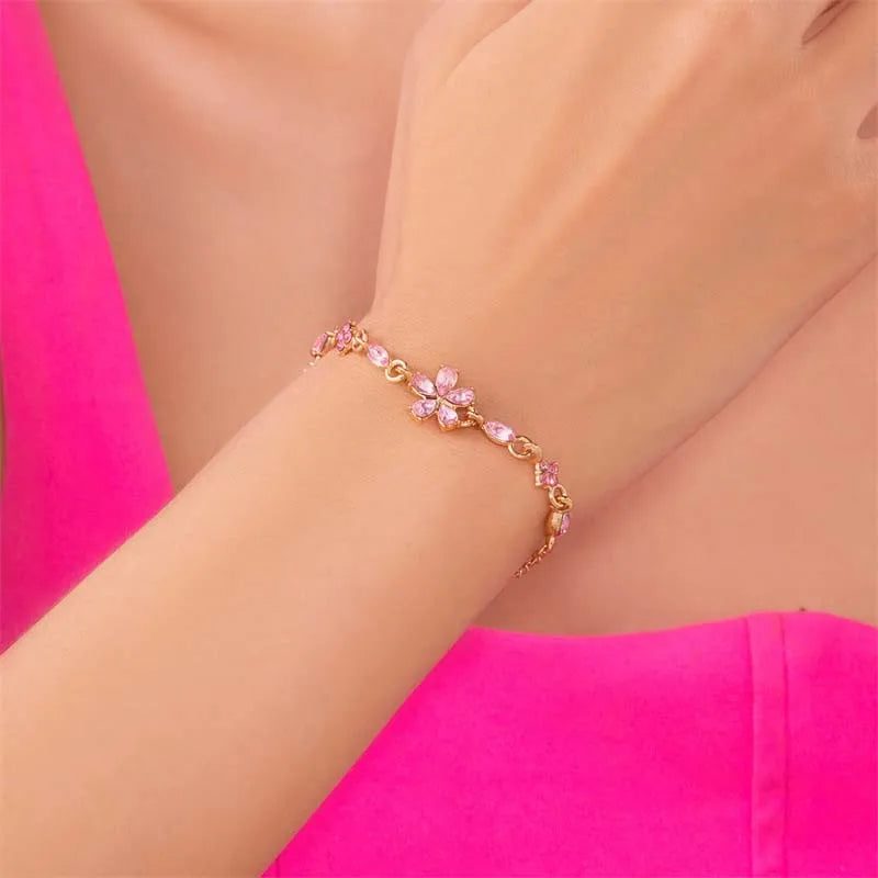 Bracelet Elégant avec Fleurs rose