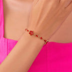 Bracelet Elégant avec Fleurs rouge