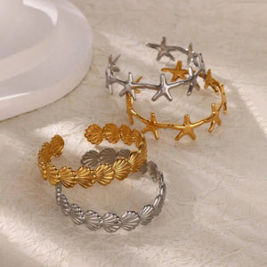 Bracelet Elégant Coquillages Etoile de Mer et Coquilles Saint-Jacques argent