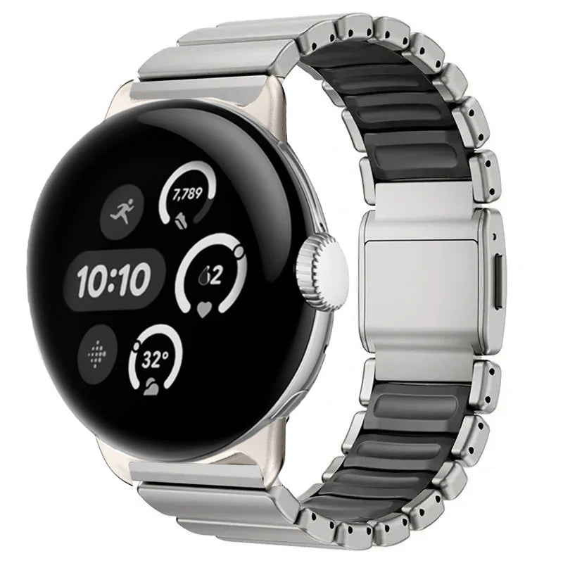 Roestvrijstalen armband voor Google Pixel Watch 3, 4, 45mm zilver en zwart