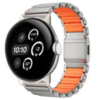 Roestvrijstalen armband voor Google Pixel Watch 3, 4, 45mm zilver en oranje