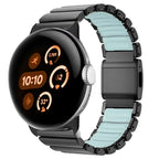 Roestvrijstalen armband voor Google Pixel Watch 3, 4, 45mm zwart en blauw