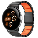 Roestvrijstalen armband voor Google Pixel Watch 3, 4, 45mm zwart en oranje