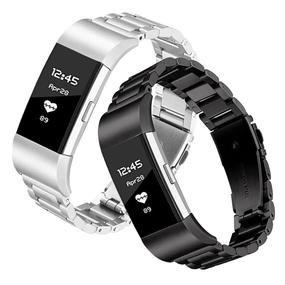 Stalen armband voor Fitbit Charge 5, Charge 6 horloge zilver en zwart