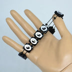 Bracelet en Bois Yin Yang Noir et Blanc