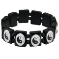 Bracelet en Bois Yin Yang Noir et Blanc