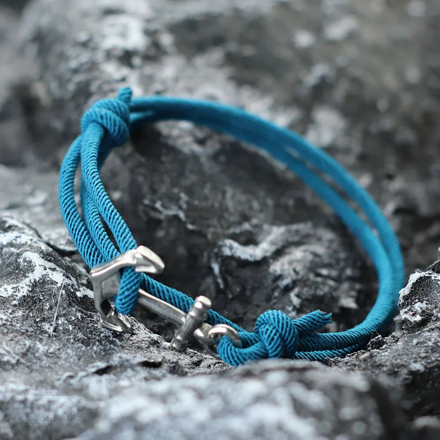 Ankerarmband van blauw koord