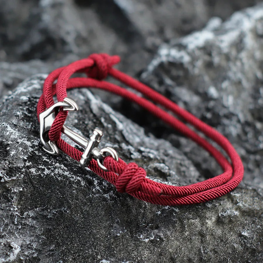 Ankerarmband van bordeaux koord