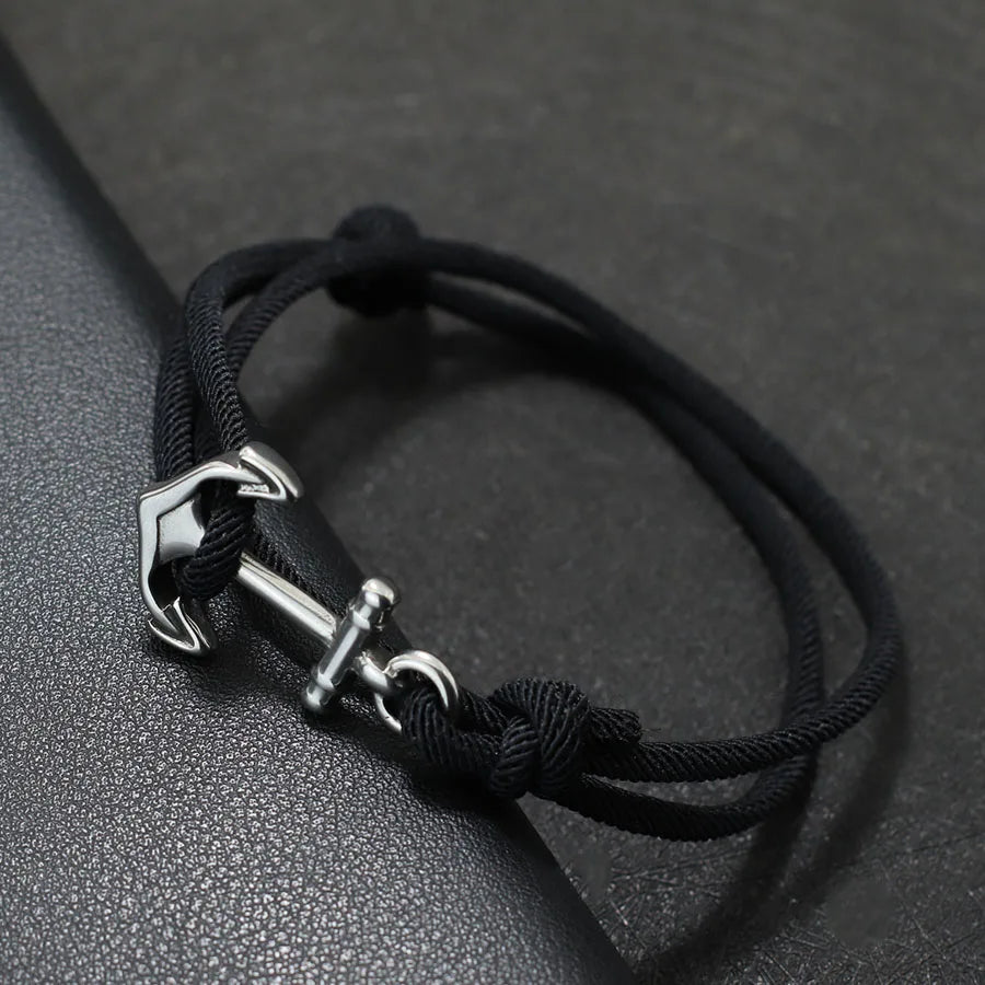 Ankerarmband van zwart koord