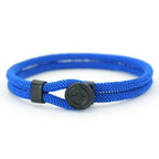 Bracelet en Corde avec Boussole Noire Rose des Vents bleu roi