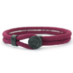 Bracelet en Corde avec Boussole Noire Rose des Vents bordeaux