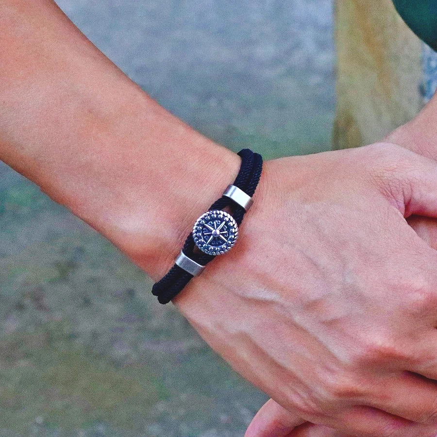 Bracelet en Corde avec Boussole Rose des Vents 