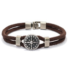 Bracelet en Corde avec Boussole Rose des Vents marron