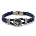 Bracelet en Corde avec Boussole Rose des Vents bleu marine
