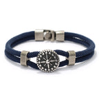 Bracelet en Corde avec Boussole Rose des Vents bleu marine