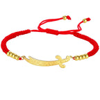 Touwarmband met Arabisch Ali Zulfiqar zwaard rood goud