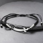 Touwarmband met Arabisch Ali Zulfiqar zwaard zwart zilver