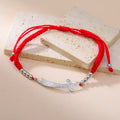 Touwarmband met Arabisch Ali Zulfiqar zwaard rood zilver