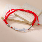 Touwarmband met Arabisch Ali Zulfiqar zwaard rood zilver
