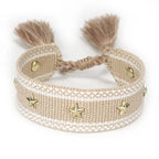 Bracelet en Corde avec Etoiles Homme ou Femme beige