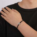 Touwarmband met het joodse symbool zwarte en zilveren <span data-glossary-id="Star of David">Davidster</span>