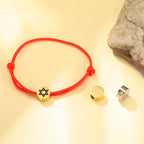 Touwarmband met het joodse symbool rode en gouden <span data-glossary-id="Star of David">Davidster</span>