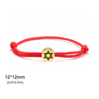 Touwarmband met het joodse symbool rode en gouden <span data-glossary-id="Star of David">Davidster</span>