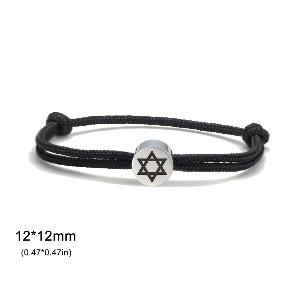 Touwarmband met het joodse symbool zwarte en zilveren <span data-glossary-id="Star of David">Davidster</span>