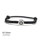 Touwarmband met het joodse symbool zwarte en zilveren <span data-glossary-id="Star of David">Davidster</span>
